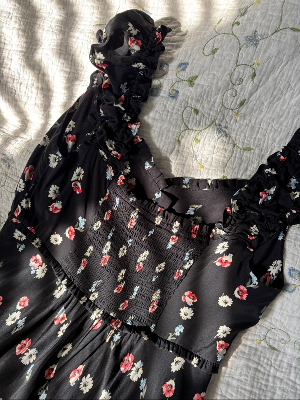 NWT Gap Floral Milkmaid Midi Dress Cottagecore Puff Sleeve Smocked M - Picture 7 of 12